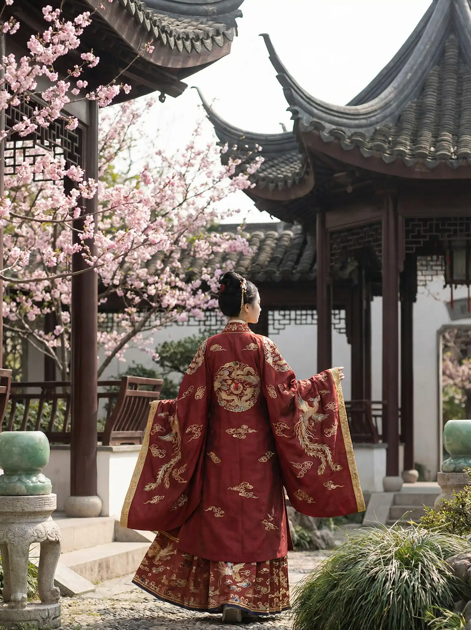 2022中国好声音在线观看 明制汉服红色凤凰刺绣